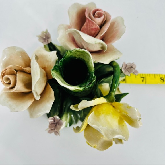 Vintage Capodimonte Handmade Porcelain Flower Candlestick Holder, Italy 1950’s - Picture 13 of 15
